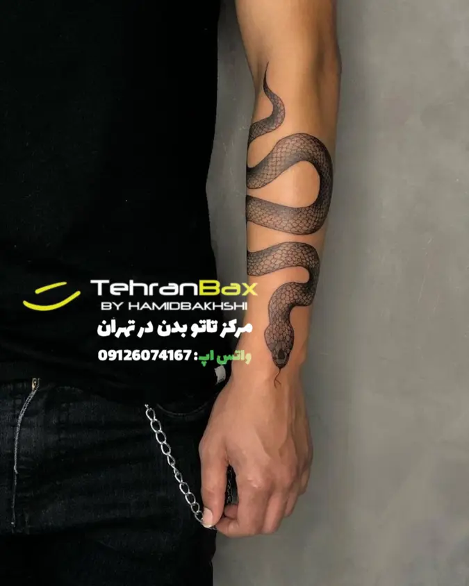 عکس تاتو مار روی دست